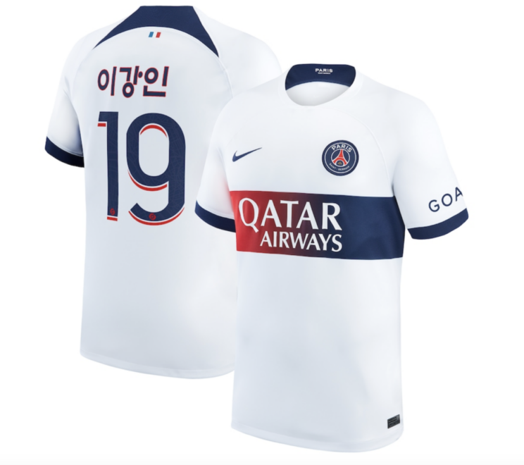 Maillot PSG avec flocage sud-coréen